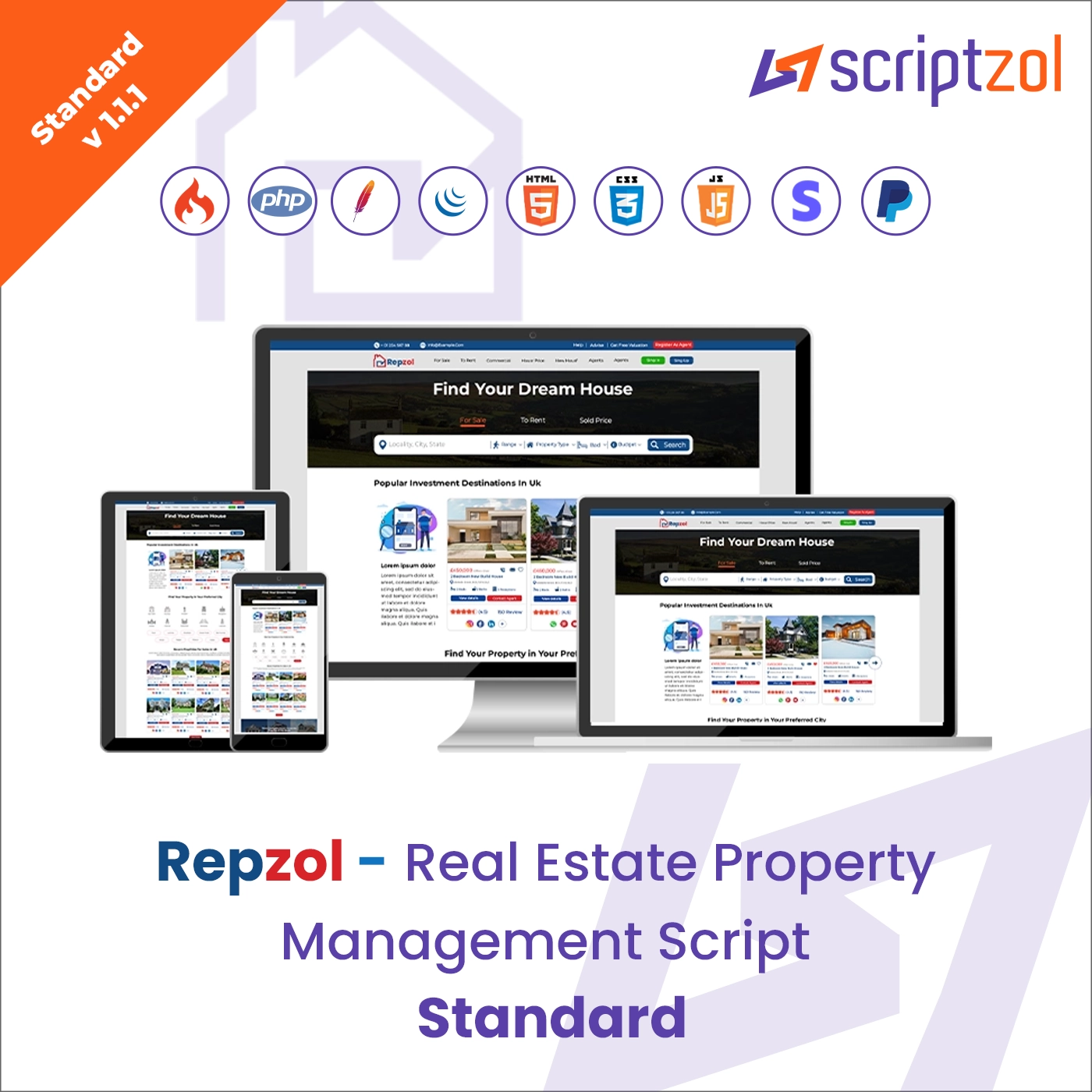 Repzol - Real Estate Property Management Script Standard