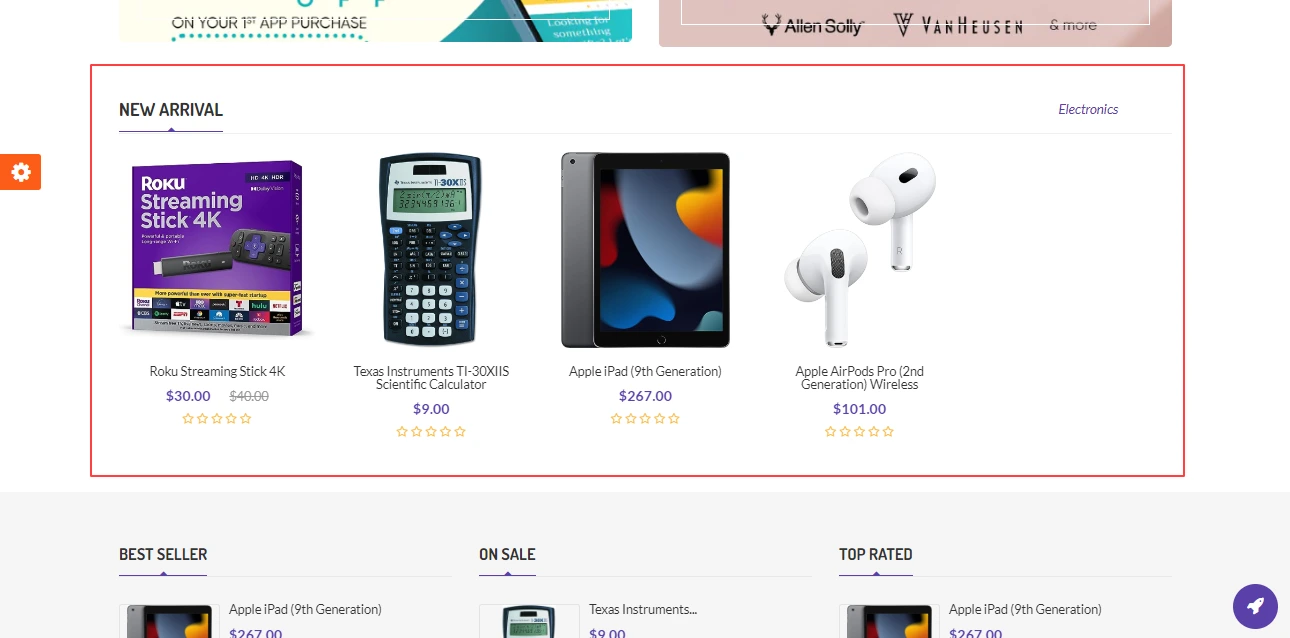 PrestaShop Ebiz Theme New Arrival Section