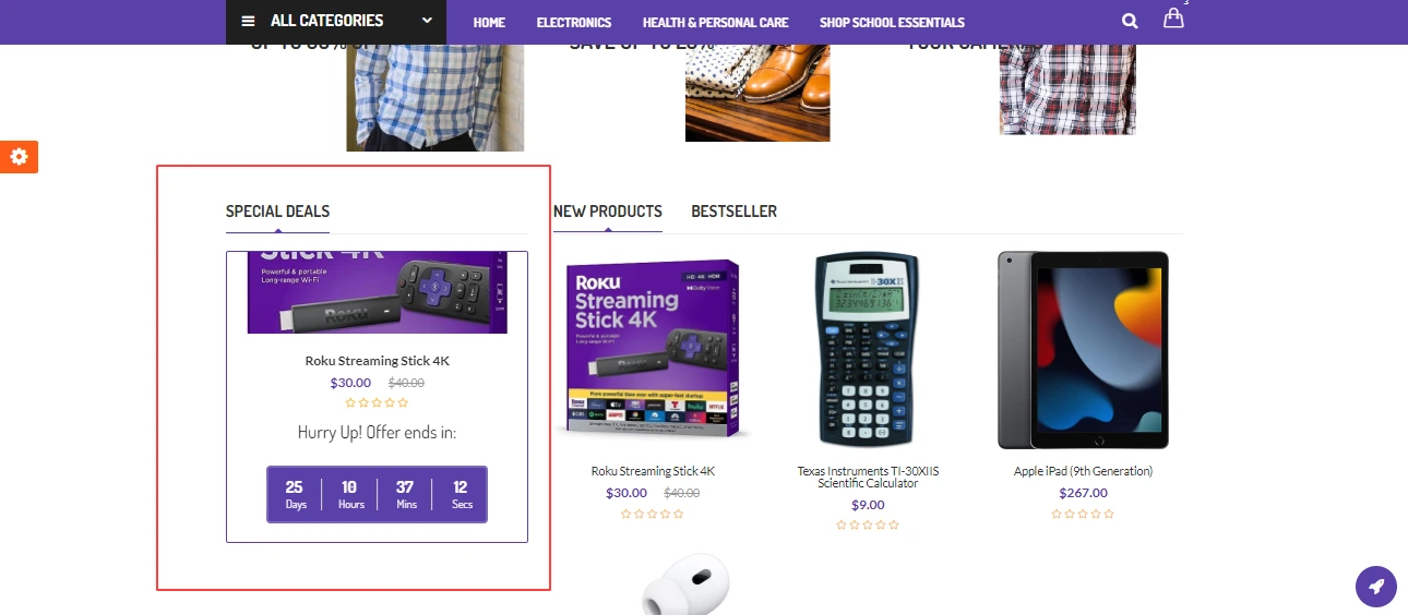 PrestaShop Ebiz Theme Special Deals