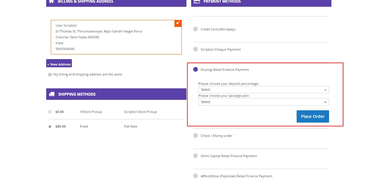 Magento 2 Duologi checkout