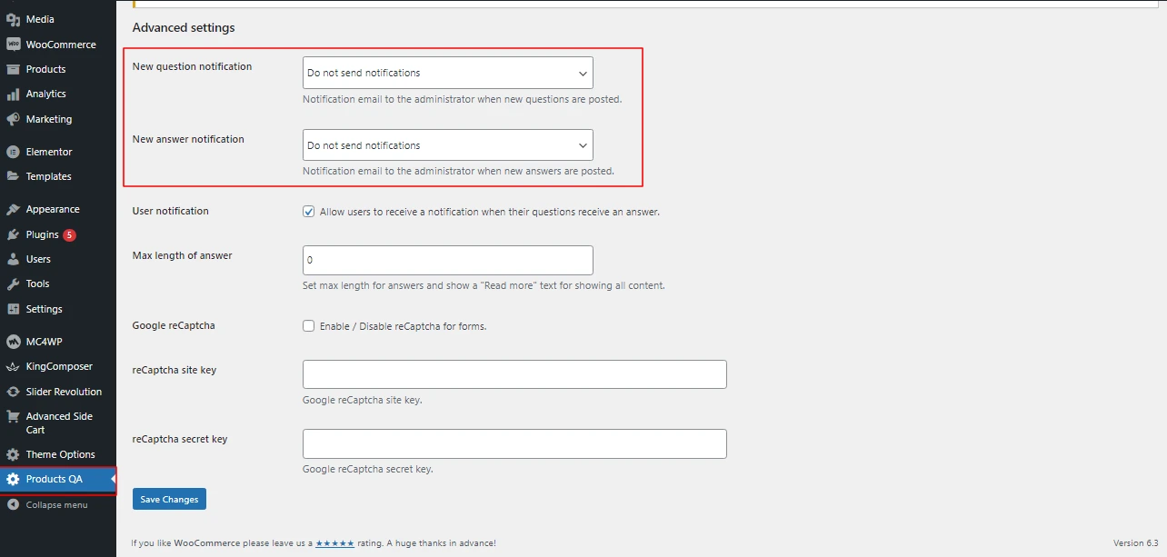 WooCommerce Product Questions and Answers Notification